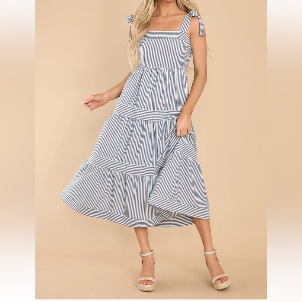 Navy midi striped dress (Red Dress Boutique) Small